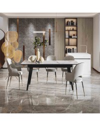 Стіл АТЛАНТА 140(180)*80*76 Laminam Bianco Statuario Venato (5mm)