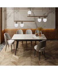 Стіл АТЛАНТА 140(180)*80*76 Laminam Invisible white (5mm)